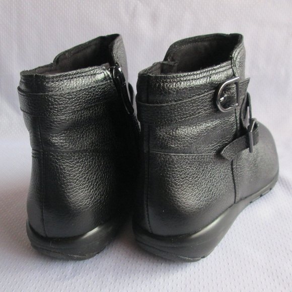 💫 SOLD - EASY SPIRIT AURELIA AUTHENTIC LEATHER BLACK ANKLE BOOTS - SIZE 7 - Picture 7 of 15